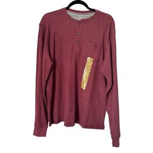 Member's Mark Henley Shirt Mens Medium Waffle Knit Long Sleeve Thermal Pullover